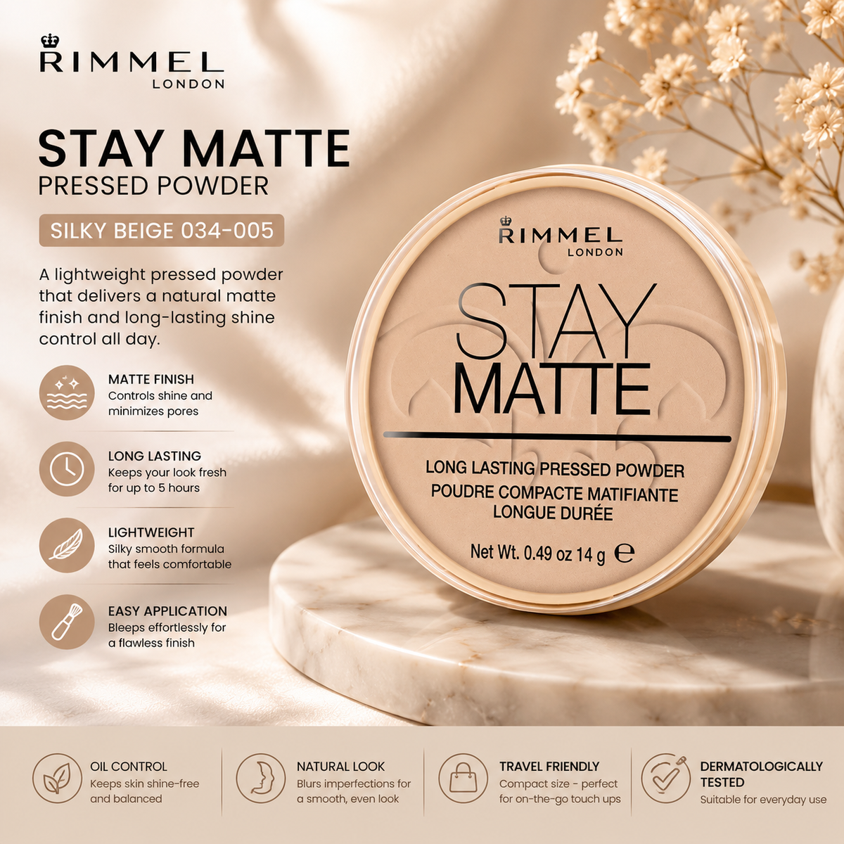 Rimmel London - Stay Matt Pressed Powder - Silky Beige 034-005