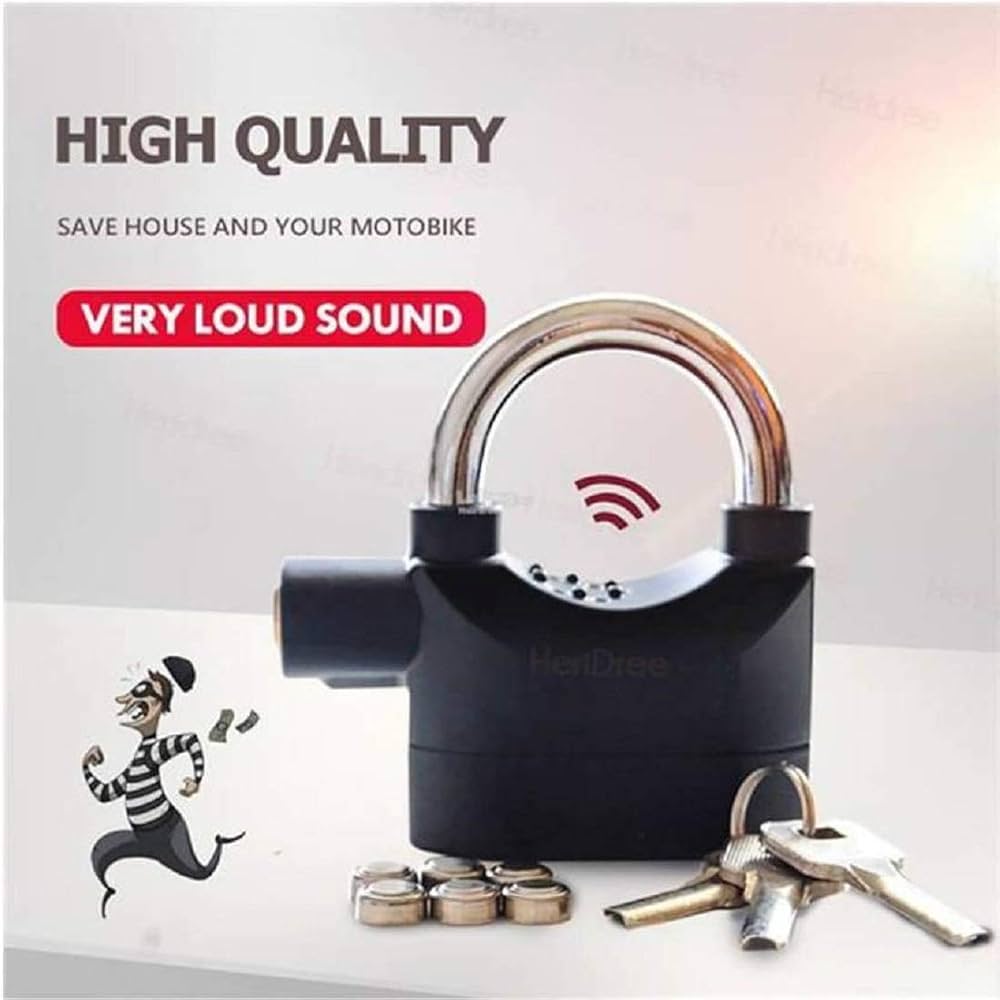 ( FREE HOME DELIVERY ) Alarm Lock Padlock Anti-Theft Security System Door Safety Lock (Black)