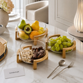 Premium Glass Fruit Bowl with Wooden Stand