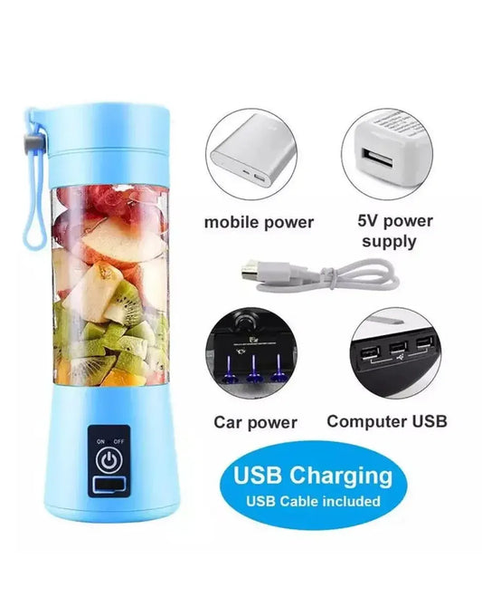 Portable Rechargeable Juice Blender – 380ml (6-Blade USB Blender)